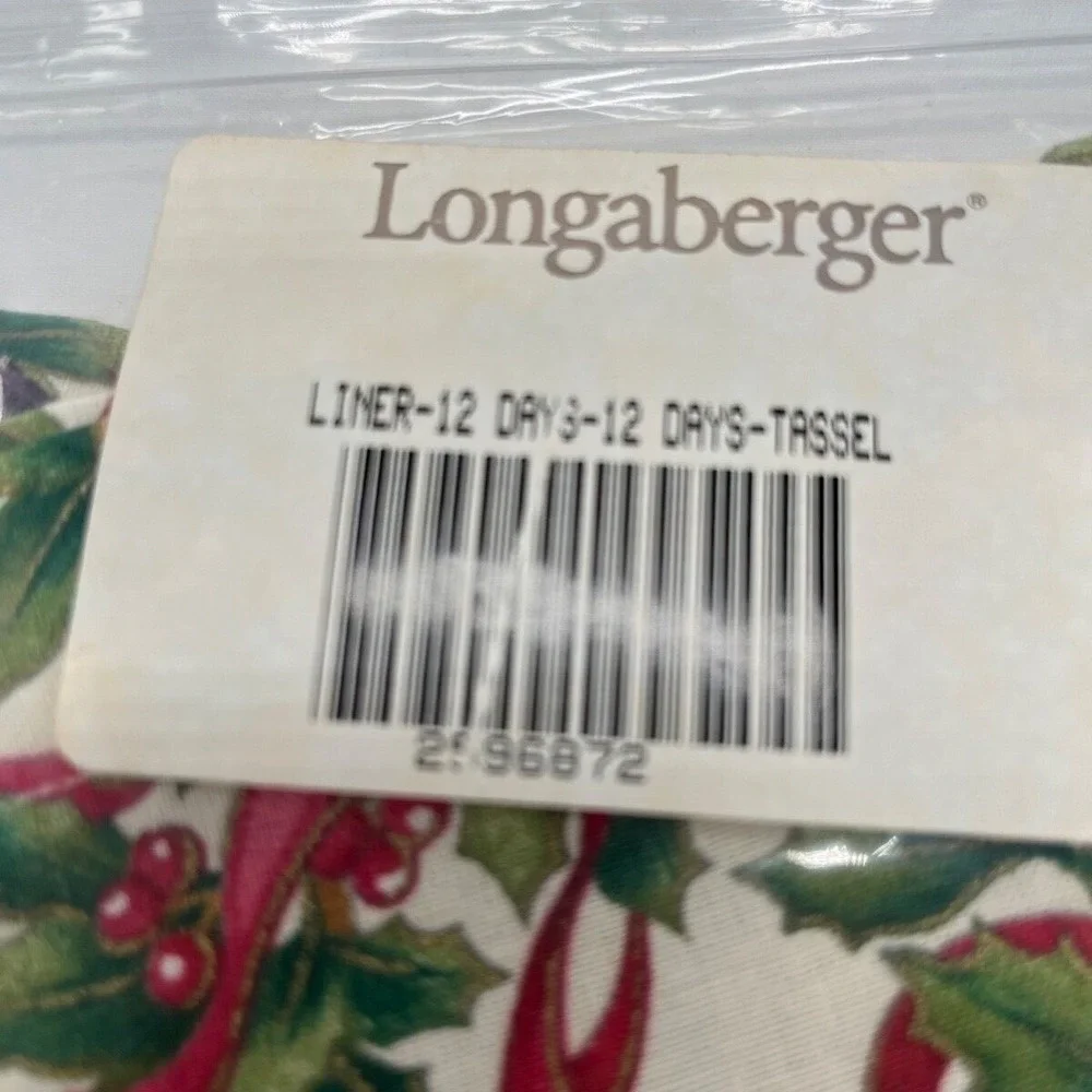 Longaberger 12 Days of Christmas Basket Liner 12 Days-Tassel #2596872 New